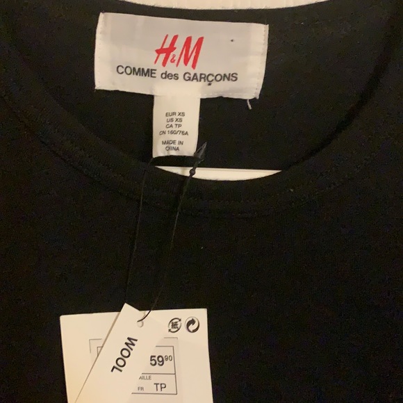H&M x COMME des Garçons 100% wool top Size XS - Picture 3 of 3
